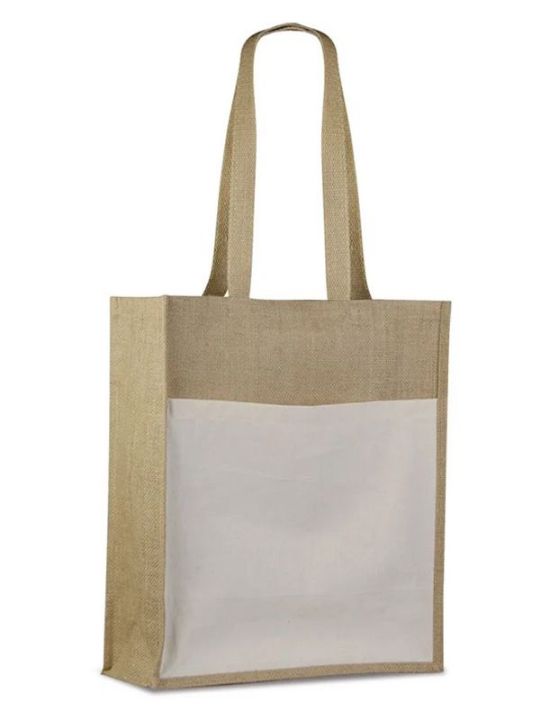SHOPPER IN JUTA E COTONE CON SOFFIETTO MEDIUM