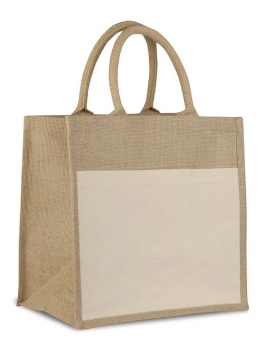 SHOPPER IN JUTA E COTONE CON SOFFIETTO SMALL