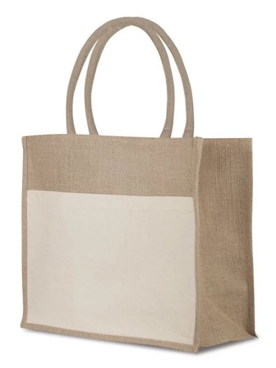 SHOPPER IN JUTA E COTONE CON SOFFIETTO BIG