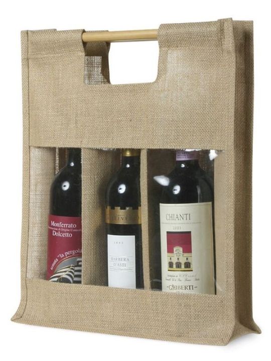 PORTABOTTIGLIE IN JUTA x3
