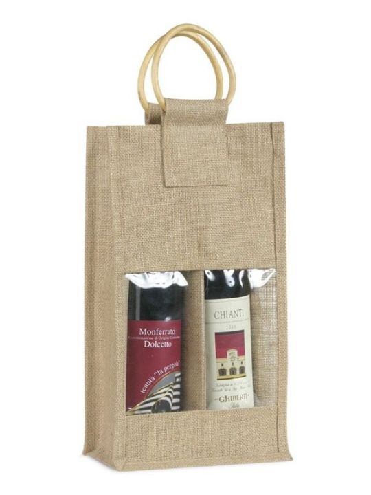 PORTABOTTIGLIE IN JUTA x2