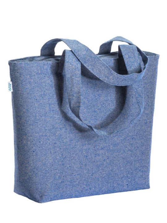 SHOPPER IN COTONE RICICLATO CON SOFFIETTO E ZIP BIG 280 G