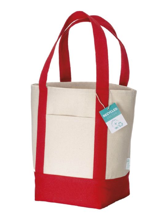 SHOPPER BICOLOR IN COTONE RICICLATO SOFFIETTO 340 G