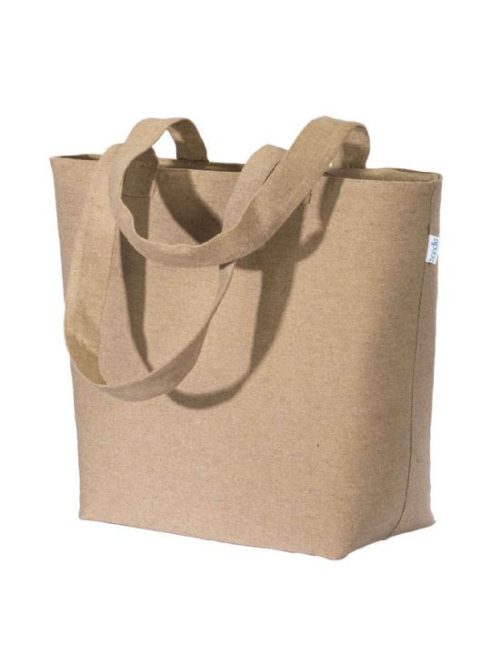 SHOPPER CON CERNIERA IN COTONE RICICLATO CON SOFFIETTO BIG 280 G MELANGE