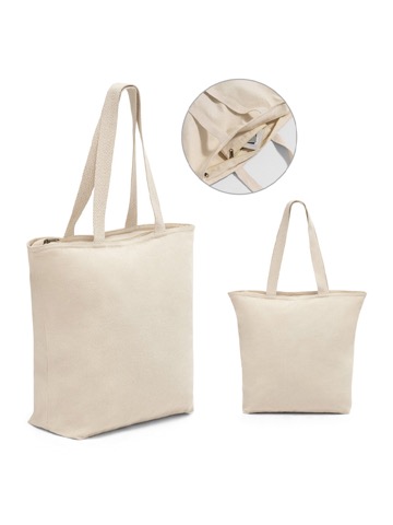 SHOPPER IN COTONE ORGANICO CON ZIP 280 g